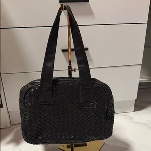 Bottega Veneta Dark Woven Leather Shoulder Bag